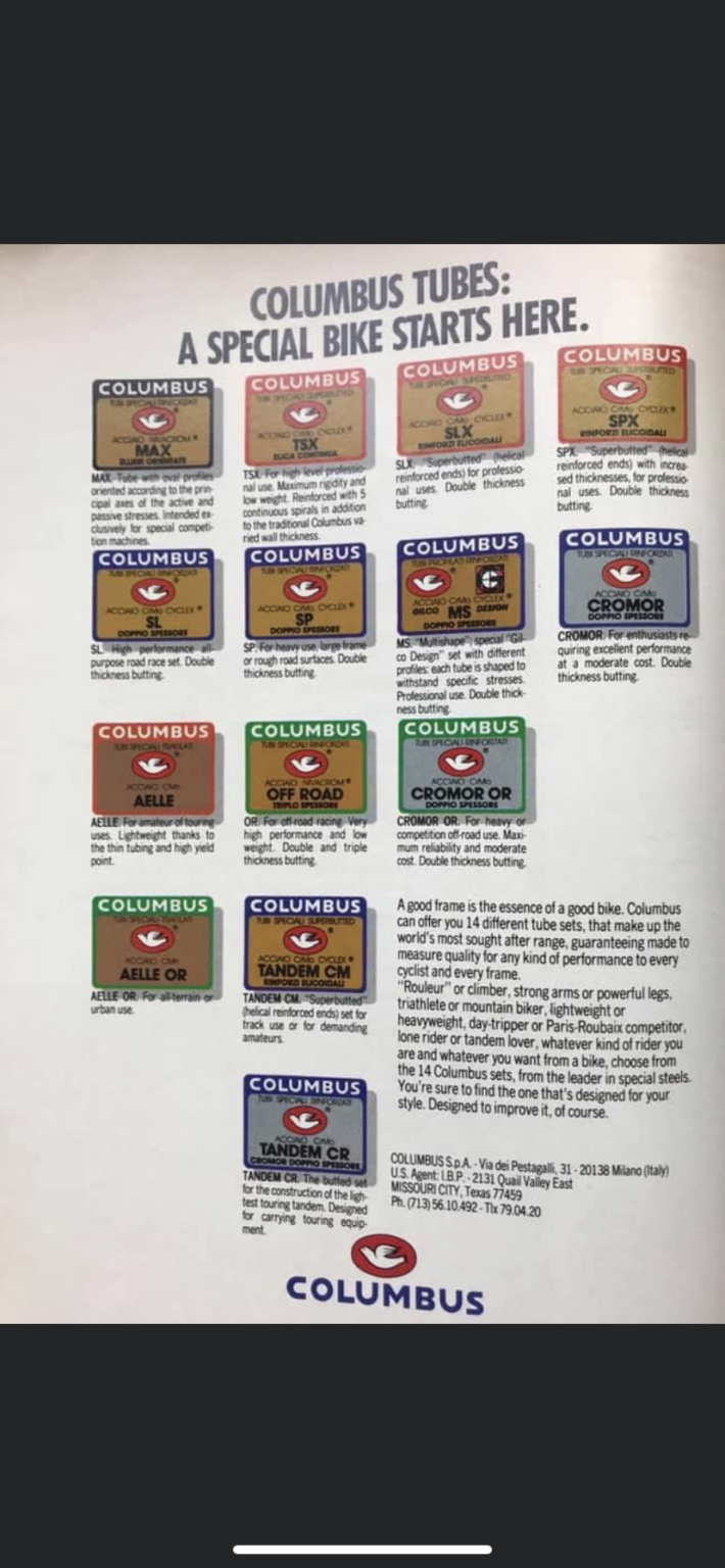 Columbus Steel Tubing Timeline Millfield Velo